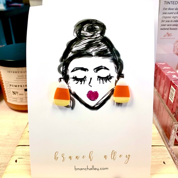 Candy Corn Polymer Clay Stud Earrings - Picture 5 of 5